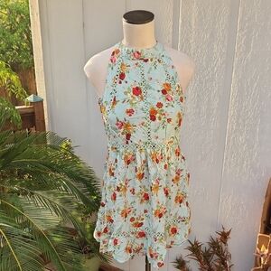 Sunday Mi Amor Floral Halter Dress Size Medium